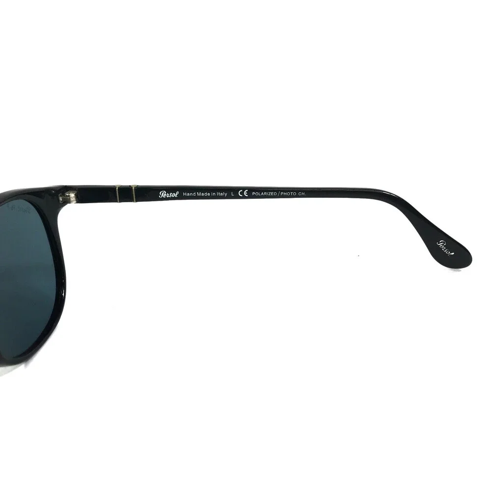 Persol Sunglasses 3042-S 95/4N Black Silver Square Frames Blue Polarized Lenses